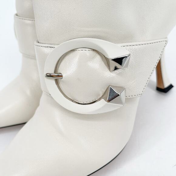 Jimmy Choo White Magik 90 Leather Pointed Toe Heeled Ankle Boot size IT 39 - Picture 7 of 13